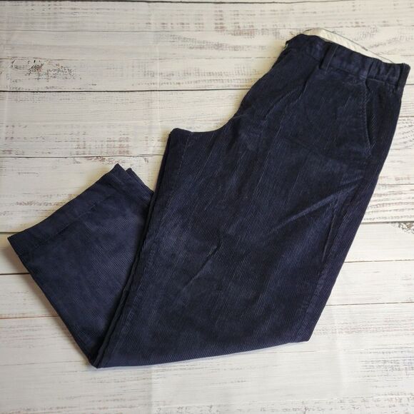 LL Bean Pants Mens 40x30 Navy Thick Corduroy Chino Traditional Fit Comfort Waist - Picture 1 of 8